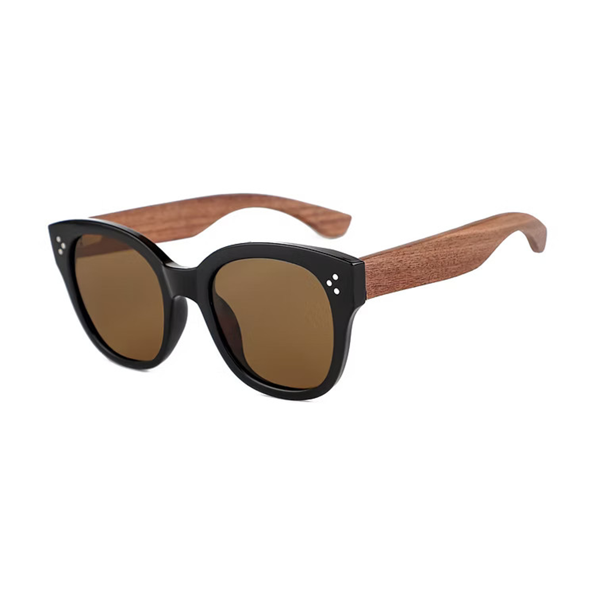 Lentes de sol modelo Holy Wood en color negro con cristales polarizados café - Camalens PC + Madera certificada