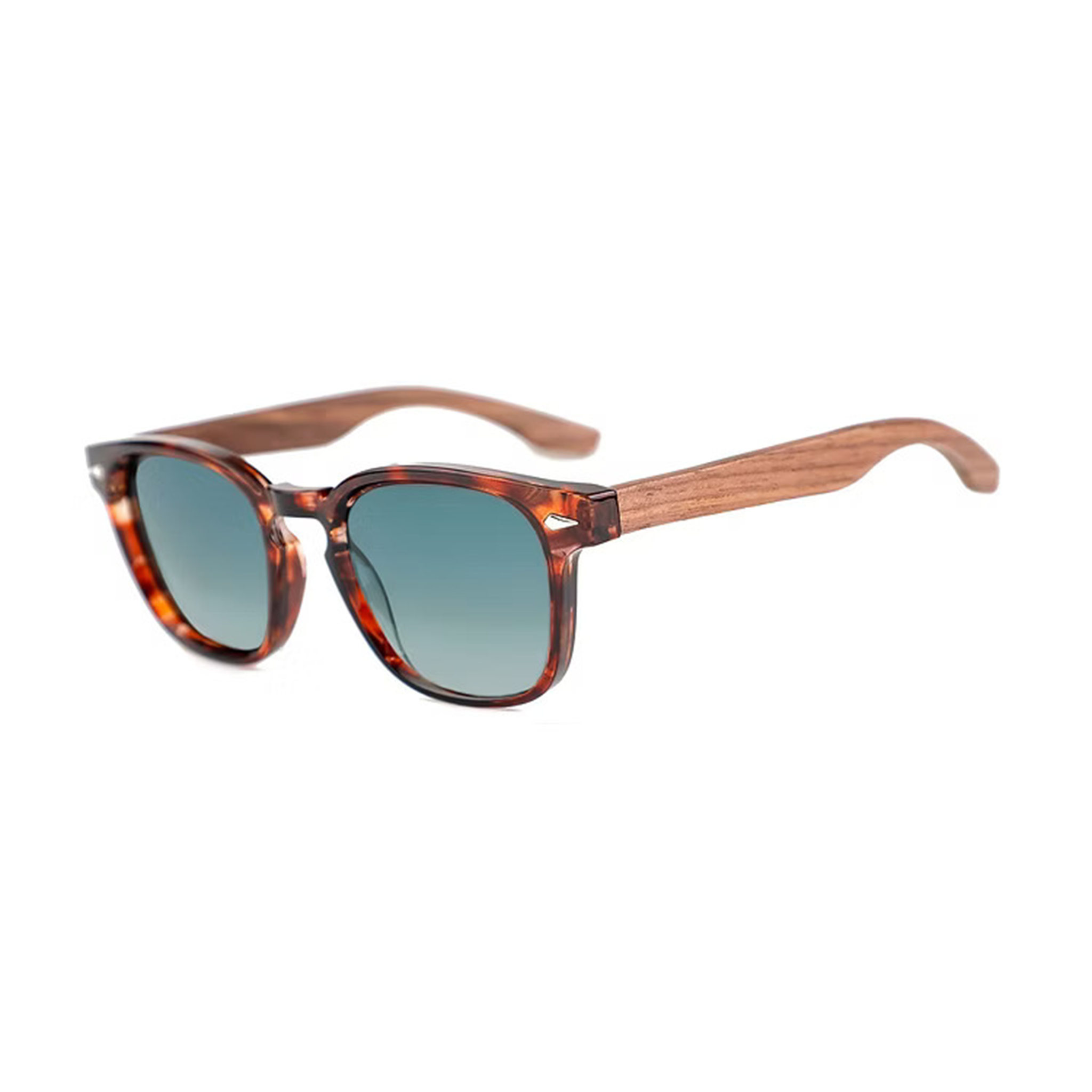 Lentes de sol modelo Holy Wood en color tortoise con cristales polarizados negros - Camalens PC + Madera certificada