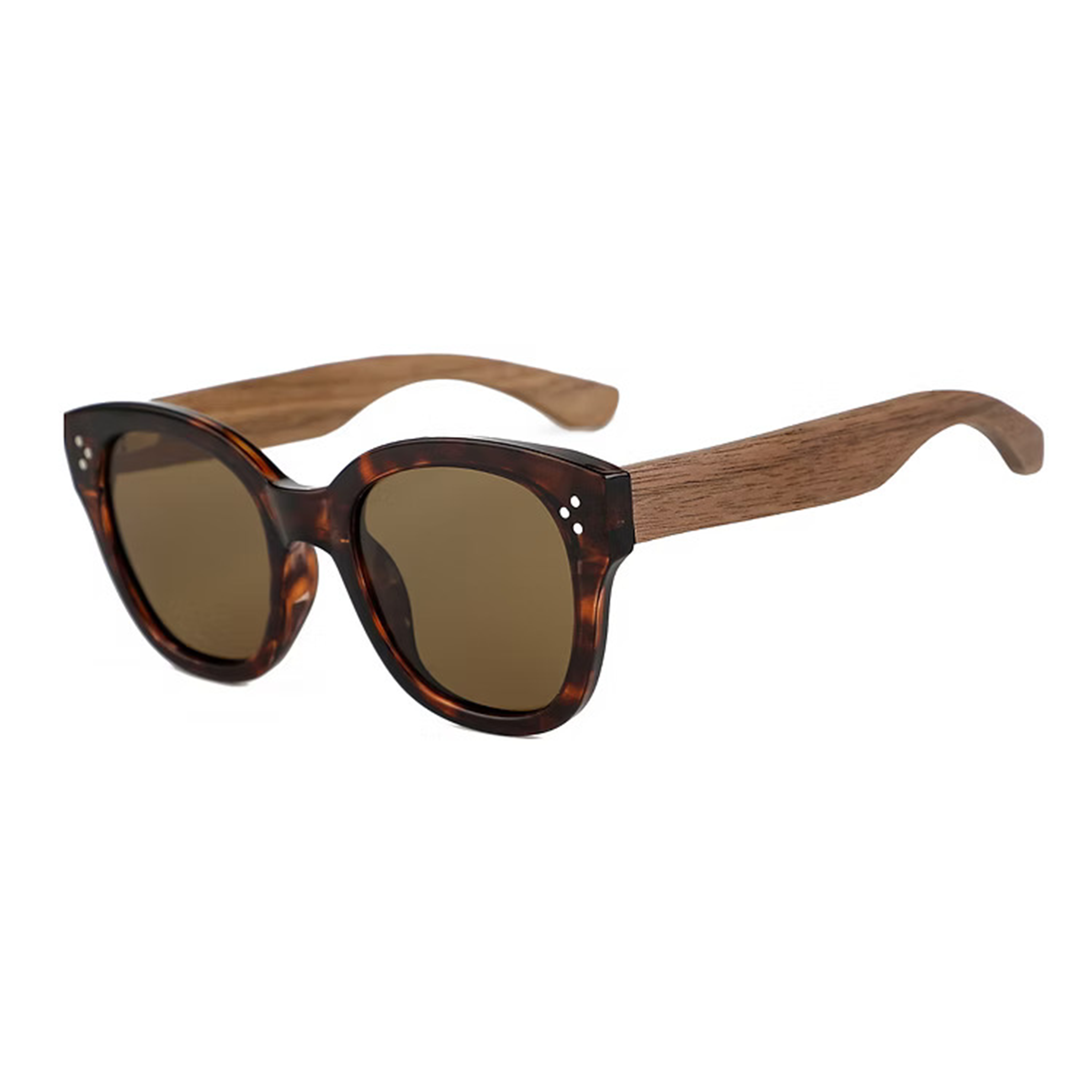 Lentes de sol modelo Holy Wood en color Tortoise con cristales polarizados café - Camalens PC + Madera certificada