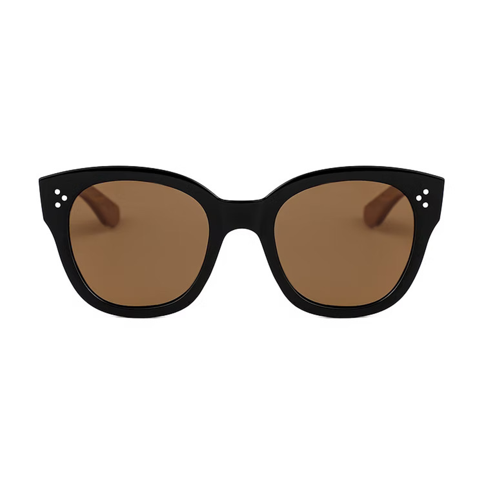 Lentes de sol modelo Holy Wood en color negro con cristales polarizados café - Camalens PC + Madera certificada
